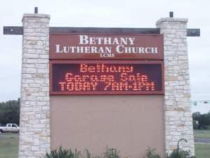 Sign at Bethany Lutheran Church